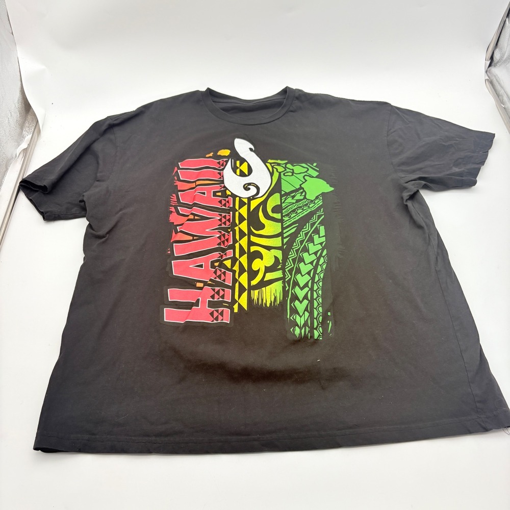 Hawaii Graphic Tee Mens 2XL Black Short Sleeve Tribal Hook Polynesian MC1082